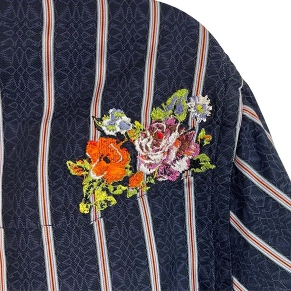 Robert Graham Southwestern Embroidered Floral And Stripe Shirt L Flip Cuff - Picture 8 of 10
